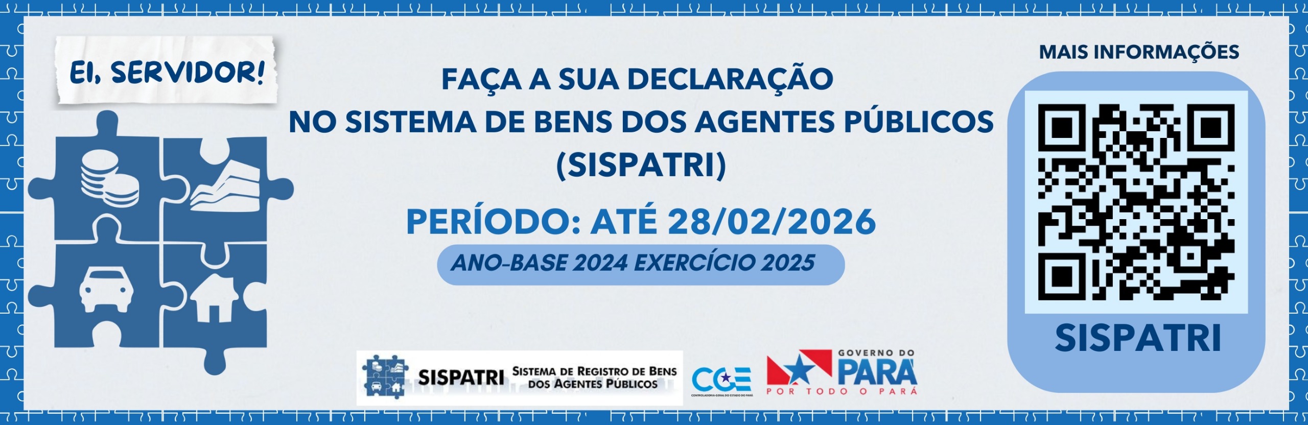 WEBBANNER da declaração de bens com arte do lado esquerdo e QRCode do lado direito